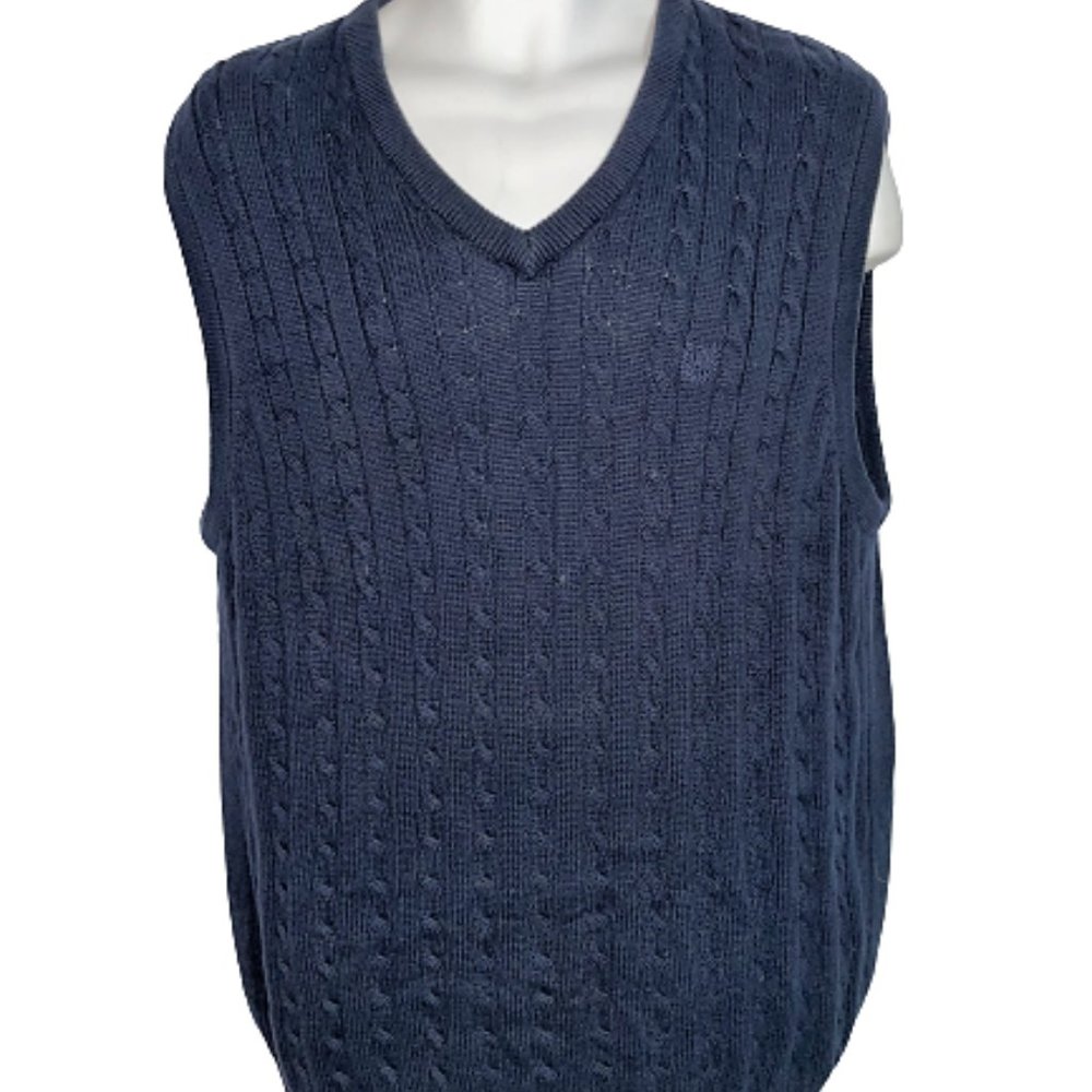 Men L SADDLEBRED Golf Shirt CHAPS Sweater Vest SET - Picture 5 of 9